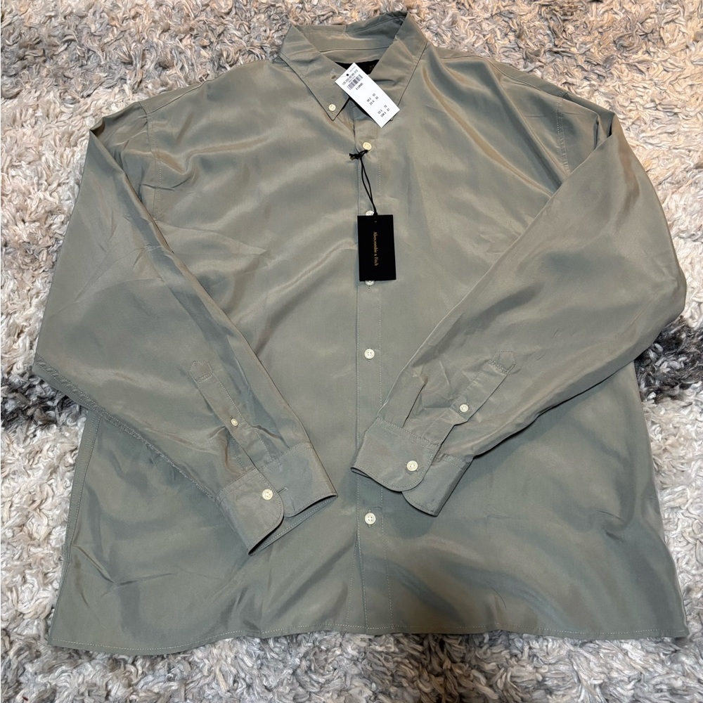 Abercrombie Long-Sleeve Cupro Button-Up Shirt